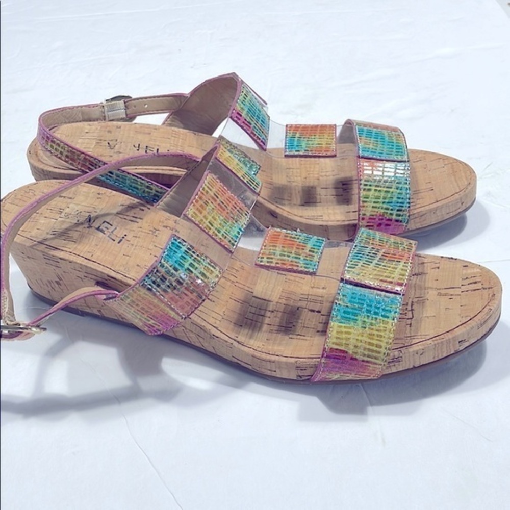 Vaneli Colorful Cork Wedge  Espadrille Sandals in size 10M